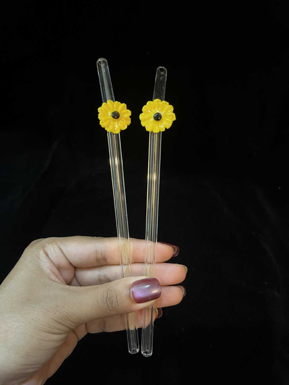 Sunflower Glass Straw (Set of 2)